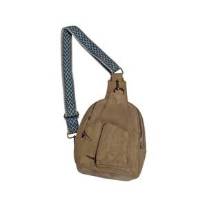 ah dorned Faux Suede Crossbody Purse Embroidered Colorful Strap Womens Brown